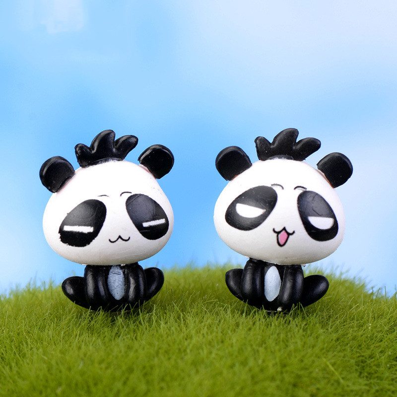 Miniture Fairy Garden Accessories Supplies Mini Panda Figurine Model Toys Pot Bonsai Miniature Garden Terrariums Fairy Garden Animals Kits Items Car Interior Decoration Table Ornaments